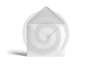Open white envelope isolated on a white background with shadow