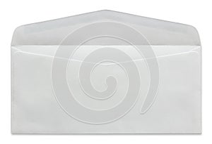 Open white envelope isolated on white