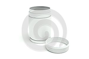 Open white medical bottle