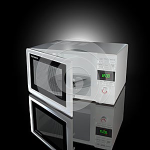 Open white microwave. 3d