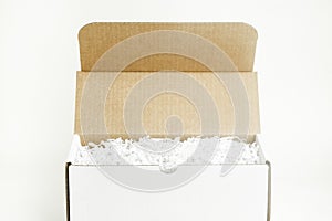 Open White Rectangular Cardboard Packaging Box