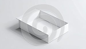 Open white rectangular packaging box with lid slightly ajar on a clean surface image