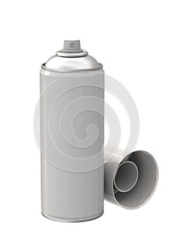 Open White Spray Can Isolated on White Background.