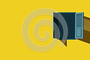 Open window in a yellow wall background