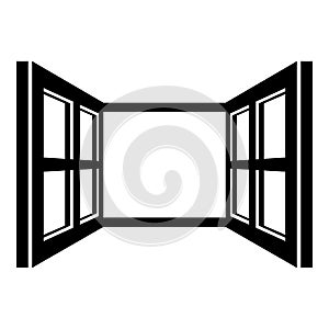 Open window frame icon, simple black style