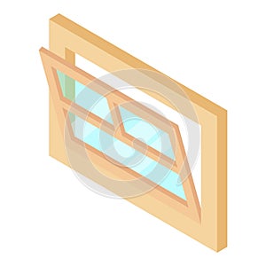 Open window leaf icon, isometric 3d style