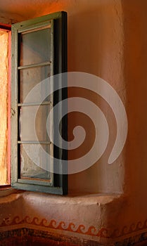 Open window in the Mission of Santa Barbara