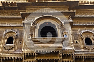 Open window, Nathmal Ji ki Haveli, at Jaisalmer, Rajasthan, India