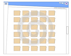 An open window in the operating system displays a collection of nameless folders.