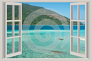 The open window, with sea views in Phuket ,Thailand. photo