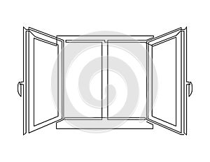 Open window with two sashes. Continuous line drawing. Vector illustration photo