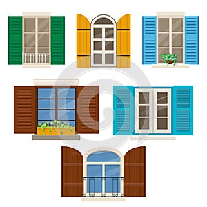 Open windows with shutters