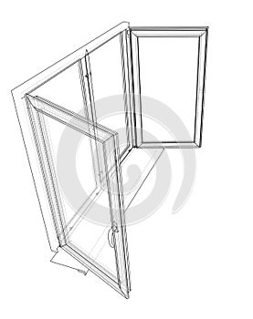 Open windows sketch. Vector