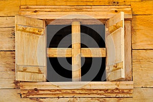 Open wooden window