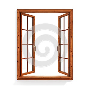 Open wooden window