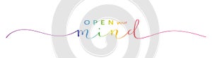 OPEN YOUR MIND colorful brush calligraphy banner