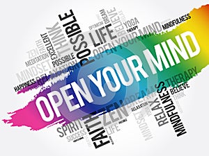 Open your mind word cloud collage