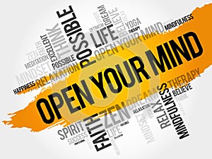 Open your mind word cloud collage