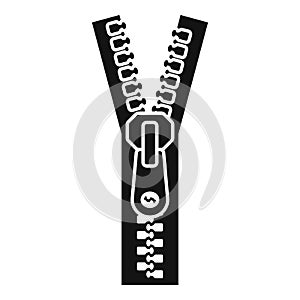 Open zipper icon, simple style