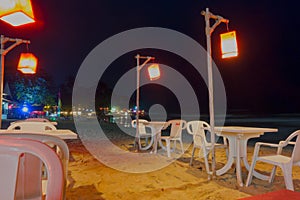 Openair Beach Restaurant Sea View at night