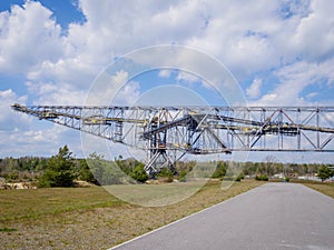 Opencast lignite mine conveyor bridge in Lusatia