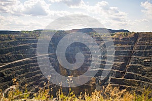 Opencast mining quarry. Timelapse