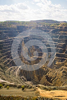 Opencast mining quarry. Timelapse