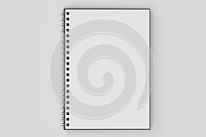 Opend notebook spiral bound on white background