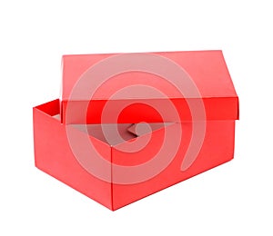 Opend red shoe box isolated on a white background