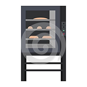 Opened bakery oven semi flat color vector object