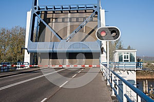 Opened bascule bridge in the Netherlands