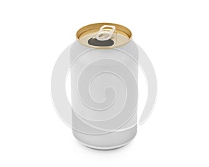 Opened beer can isolated on white background.