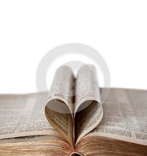 Opened Bible With Heart Shape and Copy Space