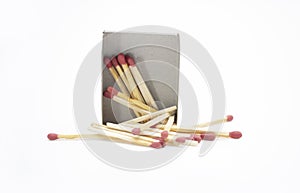 Opened Blank Box Of red Matches Isolated on White Background