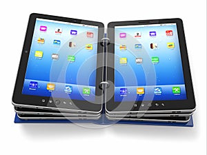Opened book or folder from tablet pc
