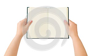 Opened book in hands