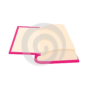 Opened book icon in cartoon style