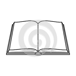 Opened book icon in outline style isolated on white background. Books symbol stock vector illustration. photo