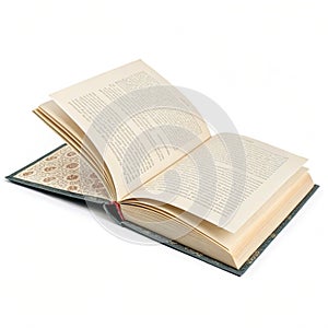 Opened book isolated on white background