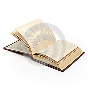 Opened book isolated on white background
