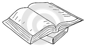 Opened book sketch, vector