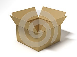 Opened cardboard package box. 3D