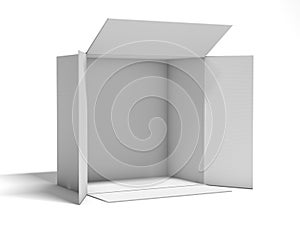 Opened cardboard package box. 3D