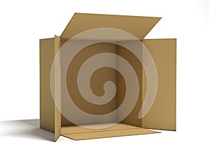 Opened cardboard package box. 3D