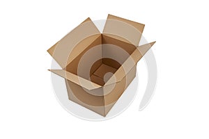 Opened cartoon box isolated on white box for parcels and crossings. moving box.