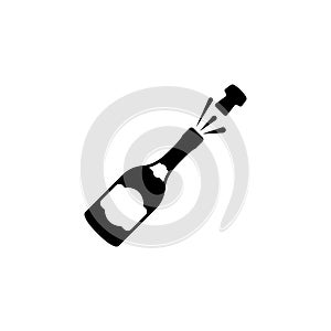 Opened Champagne Bottle, Cork Explosion Vector Icon