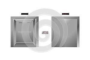 Opened and closed elevator vector illustration