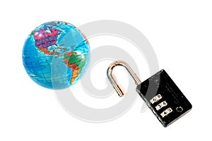 Opened combination lock and Earth