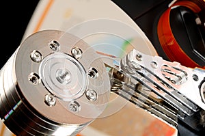 Opened computer hard drive