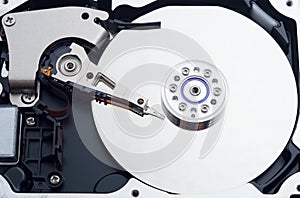 A opened computer hard drive